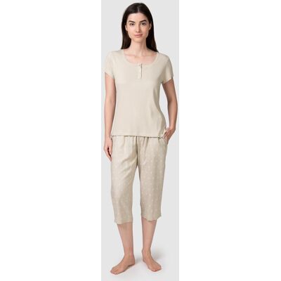 Massana Camiseta de pijama de mujer de manga corta con tapeta abotonada. (42) Gris Piedra mujer Massana Camiseta de pijama de mujer de manga corta con tapeta abotonada. (42) Gris Piedra mujer