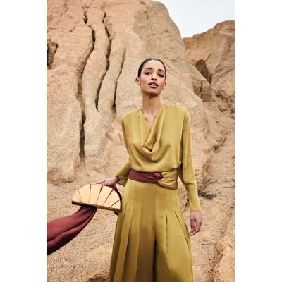 Bimani Blusa de mujer de gasa estampada. (XL) Verde mujer Bimani Blusa de mujer de gasa estampada. (XL) Verde mujer