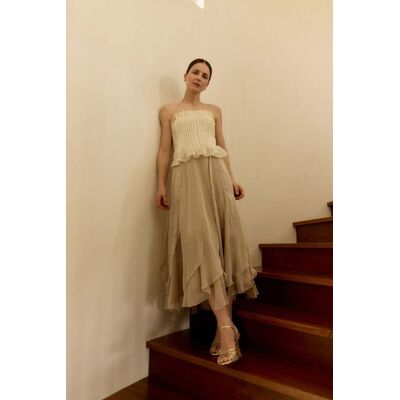 Bimani Falda midi de mujer atemporal y elegante. (32) Beige mujer Bimani Falda midi de mujer atemporal y elegante. (32) Beige mujer