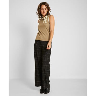 Trucco Pantalones de mujer anchos con estampado de cuadros. (42) Negro mujer Trucco Pantalones de mujer anchos con estampado de cuadros. (42) Negro mujer