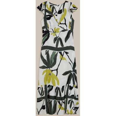 Trucco Vestido largo estampado con manga volante. (42) Blanco / Verde mujer Trucco Vestido largo estampado con manga volante. (42) Blanco / Verde mujer