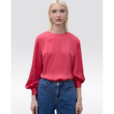 Lola Casademunt Blusa de mujer satinada con puños ajustados. (44) Coral mujer Lola Casademunt Blusa de mujer satinada con puños ajustados. (44) Coral mujer
