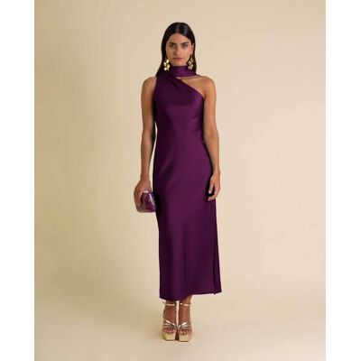 The-Are Vestido midi asimétrico con lazada. (40) Morado mujer The-Are Vestido midi asimétrico con lazada. (40) Morado mujer