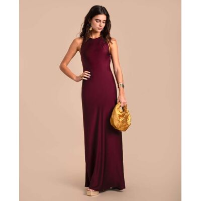 The-Are Vestido midi espalda descubierta y escote halter. (40) Burdeos mujer The-Are Vestido midi espalda descubierta y escote halter. (40) Burdeos mujer