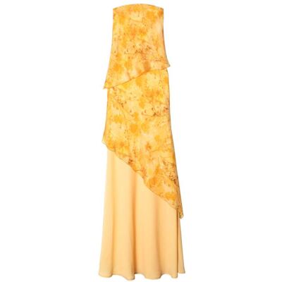 The-Are Vestido largo palabra de honor con diseño de tres capas. (34) Amarillo mujer The-Are Vestido largo palabra de honor con diseño de tres capas. (34) Amarillo mujer