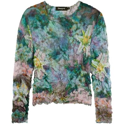 Desigual Blusa de mujer textura flores. (36) Azul mujer Desigual Blusa de mujer textura flores. (36) Azul mujer