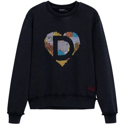 Desigual Sudadera de mujer logo cuentas. (38) Negro mujer Desigual Sudadera de mujer logo cuentas. (38) Negro mujer
