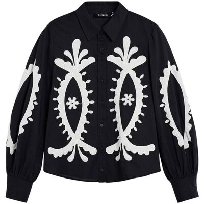 Desigual Camisa de mujer bordados farol. (42) Negro mujer Desigual Camisa de mujer bordados farol. (42) Negro mujer