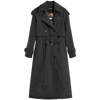 Desigual Abrigo de mujer trench efecto ante. (34) Gris mujer Desigual Abrigo de mujer trench efecto ante. (34) Gris mujer