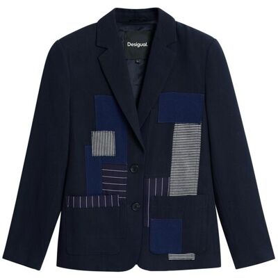 Desigual Blazer de mujer patchwork. (36) Azul mujer Desigual Blazer de mujer patchwork. (36) Azul mujer