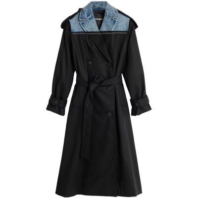 Desigual Abrigo de mujer trench largo. (34) Negro mujer Desigual Abrigo de mujer trench largo. (34) Negro mujer