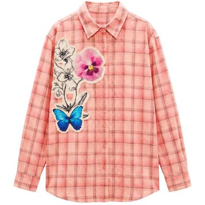 Desigual Camisa de mujer cuadros flores. (XS) Rojo mujer Desigual Camisa de mujer cuadros flores. (XS) Rojo mujer