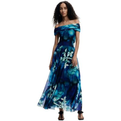 Desigual Vestido largo flores. (34) Azul mujer Desigual Vestido largo flores. (34) Azul mujer