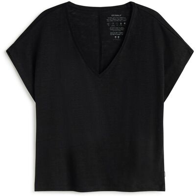 Ecoalf Camiseta de mujer de lino de manga corta. (S) Negro mujer Ecoalf Camiseta de mujer de lino de manga corta. (S) Negro mujer