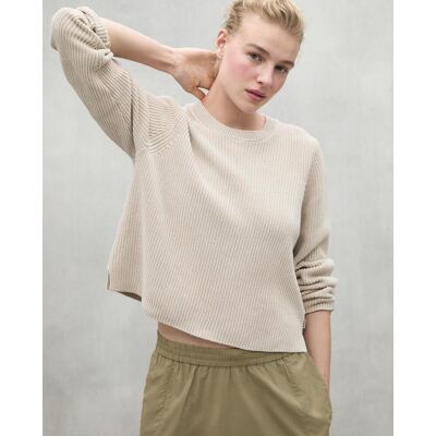 Ecoalf Jersey de mujer de manga larga y cuello canalé. (L) Beige mujer Ecoalf Jersey de mujer de manga larga y cuello canalé. (L) Beige mujer