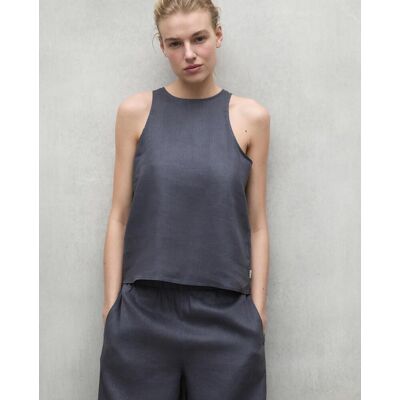 Ecoalf Camisa de mujer sin mangas con botón en la espalda. (S) Gris Piedra mujer Ecoalf Camisa de mujer sin mangas con botón en la espalda. (S) Gris Piedra mujer