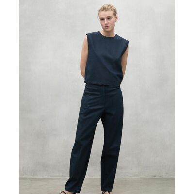 Ecoalf Pantalón recto de mujer con cierre de botón y cremallera. (36) Azul marino mujer Ecoalf Pantalón recto de mujer con cierre de botón y cremallera. (36) Azul marino mujer