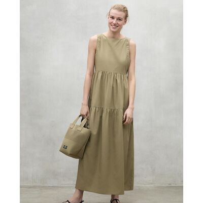 Ecoalf Vestido largo de tirantes con bolsillos. (38) Kaki mujer Ecoalf Vestido largo de tirantes con bolsillos. (38) Kaki mujer
