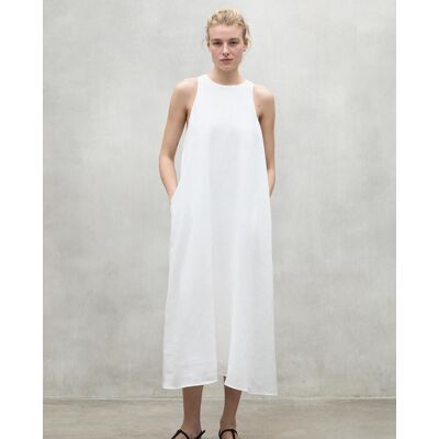 Ecoalf Vestido largo sin mangas de lino. (36) Blanco mujer Ecoalf Vestido largo sin mangas de lino. (36) Blanco mujer