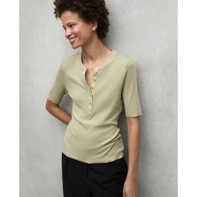 Ecoalf Camiseta de mujer de manga corta con escote redondo botones. (XS) Kaki mujer Ecoalf Camiseta de mujer de manga corta con escote redondo botones. (XS) Kaki mujer