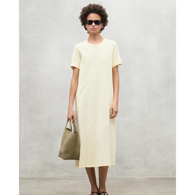 Ecoalf Vestido midi de algodón de manga corta. (38) Amarillo mujer Ecoalf Vestido midi de algodón de manga corta. (38) Amarillo mujer