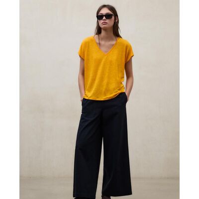 Ecoalf Camiseta de mujer de manga corta de lino. (S) Naranja fuerte mujer Ecoalf Camiseta de mujer de manga corta de lino. (S) Naranja fuerte mujer