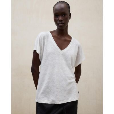 Ecoalf Camiseta de mujer de manga corta de lino. (M) Blanco mujer Ecoalf Camiseta de mujer de manga corta de lino. (M) Blanco mujer