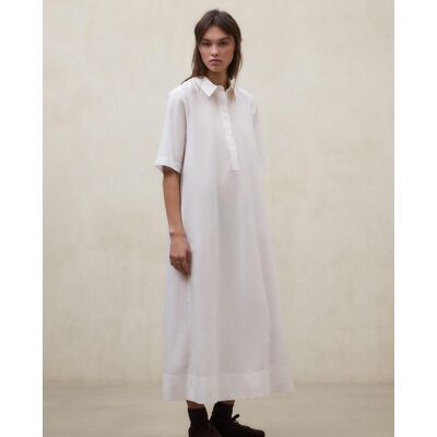 Ecoalf Vestido largo fit relajado con media manga. (40) Blanco mujer Ecoalf Vestido largo fit relajado con media manga. (40) Blanco mujer