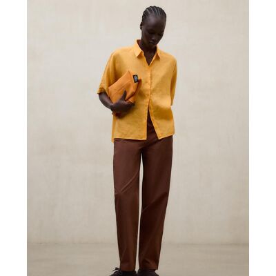 Ecoalf Camisa de mujer de manga corta de lino. (L) Naranja fuerte mujer Ecoalf Camisa de mujer de manga corta de lino. (L) Naranja fuerte mujer