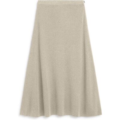 Ecoalf Falda midi con cintura elástica y corte acampanado. (36) Beige mujer Ecoalf Falda midi con cintura elástica y corte acampanado. (36) Beige mujer
