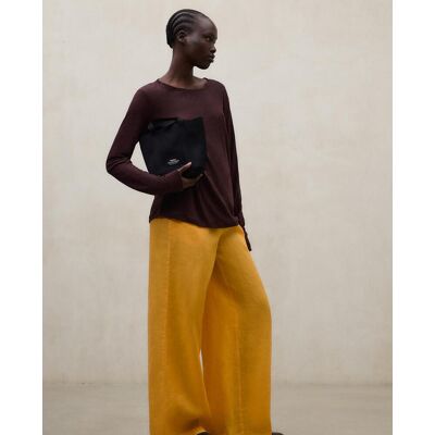 Ecoalf Pantalón ancho de mujer de lino con cintura elástica. (L) Naranja fuerte mujer Ecoalf Pantalón ancho de mujer de lino con cintura elástica. (L) Naranja fuerte mujer