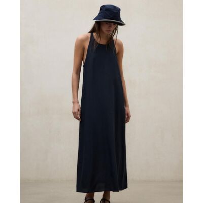 Ecoalf Vestido largo con tirantes ajuntables y bolsillos laterales. (42) Azul marino mujer Ecoalf Vestido largo con tirantes ajuntables y bolsillos laterales. (42) Azul marino mujer