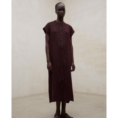 Ecoalf Vestido largo de mujer de lino relaxed fit. (38) Marrón oscuro mujer Ecoalf Vestido largo de mujer de lino relaxed fit. (38) Marrón oscuro mujer