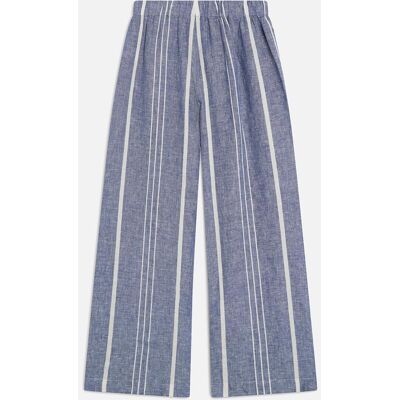 Ecoalf Pantalón ancho de mujer a rayas con cintura elástica. (XL) Azul mujer Ecoalf Pantalón ancho de mujer a rayas con cintura elástica. (XL) Azul mujer
