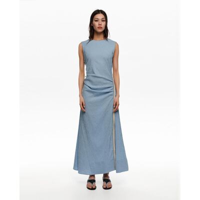 Bimba y Lola Vestido largo sisas tira superpuesta rayas. (38) Azul claro mujer Bimba y Lola Vestido largo sisas tira superpuesta rayas. (38) Azul claro mujer