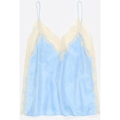 Bimba y Lola Top tirantes encaje. (S) Azul claro mujer Bimba y Lola Top tirantes encaje. (S) Azul claro mujer