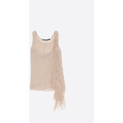 Bimba y Lola Top de mujer de tirantes con flecos laterales. (L) Beige mujer Bimba y Lola Top de mujer de tirantes con flecos laterales. (L) Beige mujer