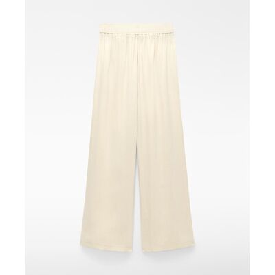 Adolfo Dominguez Pantalón ancho de mujer pijamero de pierna recta. (40) Natural mujer Adolfo Dominguez Pantalón ancho de mujer pijamero de pierna recta. (40) Natural mujer