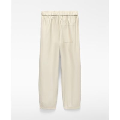 Adolfo Dominguez Pantalón ancho de mujer barrel fit en Piel No Piel. (38) Natural mujer Adolfo Dominguez Pantalón ancho de mujer barrel fit en Piel No Piel. (38) Natural mujer
