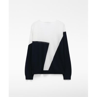 Adolfo Dominguez Jersey de mujer fino con estampado geométrico. (38) Azul / Blanco mujer Adolfo Dominguez Jersey de mujer fino con estampado geométrico. (38) Azul / Blanco mujer