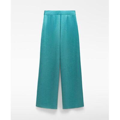 Adolfo Dominguez Pantalones anchos de mujer palazzo satinado. (38) Esmeralda Azul mujer Adolfo Dominguez Pantalones anchos de mujer palazzo satinado. (38) Esmeralda Azul mujer