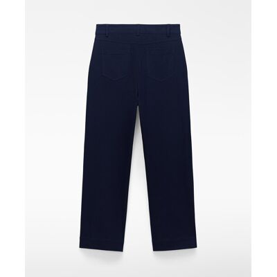 Adolfo Dominguez Pantalones rectos de mujer tipo chino de algodón elástico. (34) Azul marino mujer Adolfo Dominguez Pantalones rectos de mujer tipo chino de algodón elástico. (34) Azul marino mujer