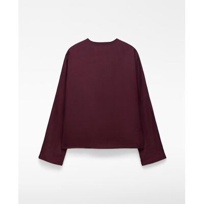 Adolfo Dominguez Camisa de mujer corta con cuello caja. (44) Berenjena mujer Adolfo Dominguez Camisa de mujer corta con cuello caja. (44) Berenjena mujer