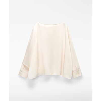 Adolfo Dominguez Top de mujer fluido satinado con cuello pañuelo. (38) Beige mujer Adolfo Dominguez Top de mujer fluido satinado con cuello pañuelo. (38) Beige mujer