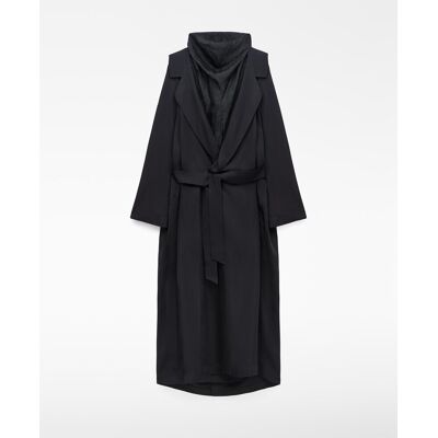 Adolfo Dominguez Vestido midi combinado con cuello chimenea. (40) Negro mujer Adolfo Dominguez Vestido midi combinado con cuello chimenea. (40) Negro mujer