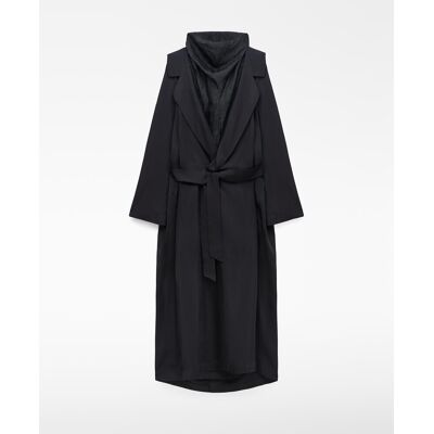 Adolfo Dominguez Vestido midi combinado con cuello chimenea. (42) Negro mujer Adolfo Dominguez Vestido midi combinado con cuello chimenea. (42) Negro mujer