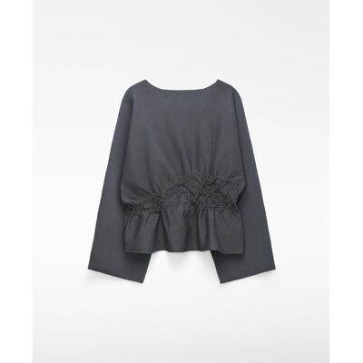 Adolfo Dominguez Top de mujer de punto con cintura fruncida. (40) Gris oscuro mujer Adolfo Dominguez Top de mujer de punto con cintura fruncida. (40) Gris oscuro mujer