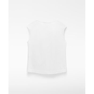 Adolfo Dominguez Camiseta de mujer de cuello drapeado en algodón. (L) Blanco mujer Adolfo Dominguez Camiseta de mujer de cuello drapeado en algodón. (L) Blanco mujer
