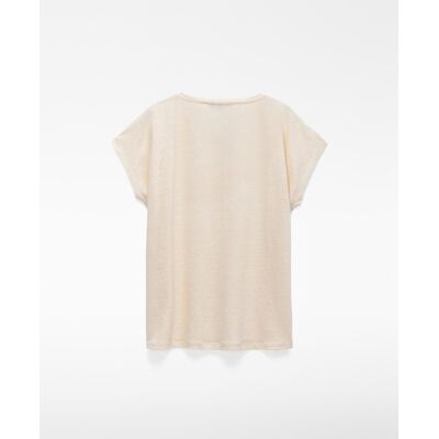 Adolfo Dominguez Camiseta de cuello pico en lino europeo. (XL) Crudo mujer Adolfo Dominguez Camiseta de cuello pico en lino europeo. (XL) Crudo mujer