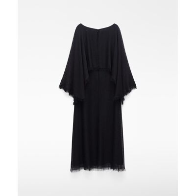 Adolfo Dominguez Vestido midi desflecado con capa. (34) Negro mujer Adolfo Dominguez Vestido midi desflecado con capa. (34) Negro mujer
